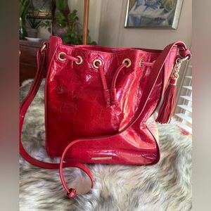 Brahmin Red Bucket Shoulder Bag
